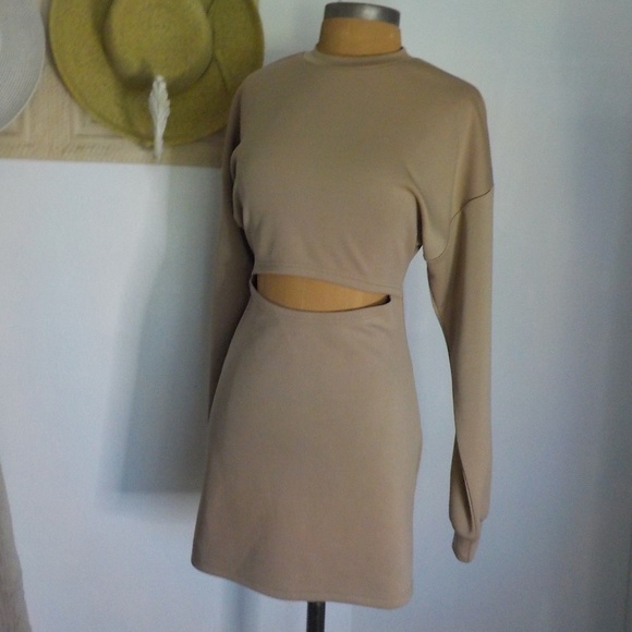 Shein Tan Open Waist Stretch Dress - Picture 1 of 6
